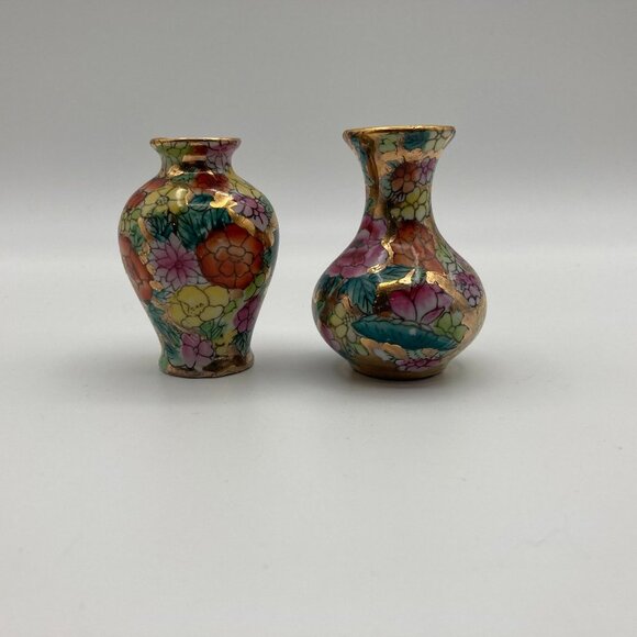 2 Vintage Hand Painted Miniature Vases - Picture 1 of 2